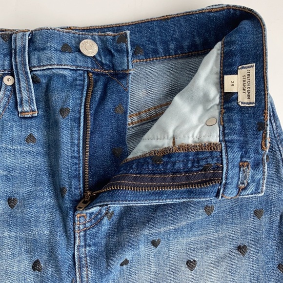Madewell stretch denim straight mini skirt black heart print edition - Picture 10 of 15